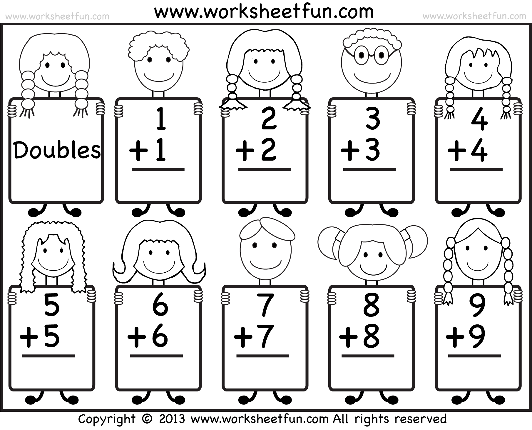 double addition worksheets