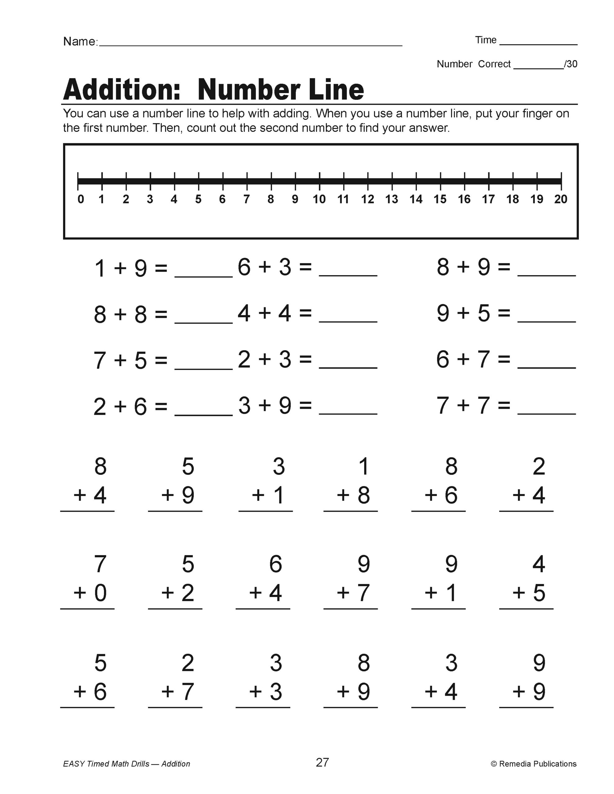 timed addition worksheets