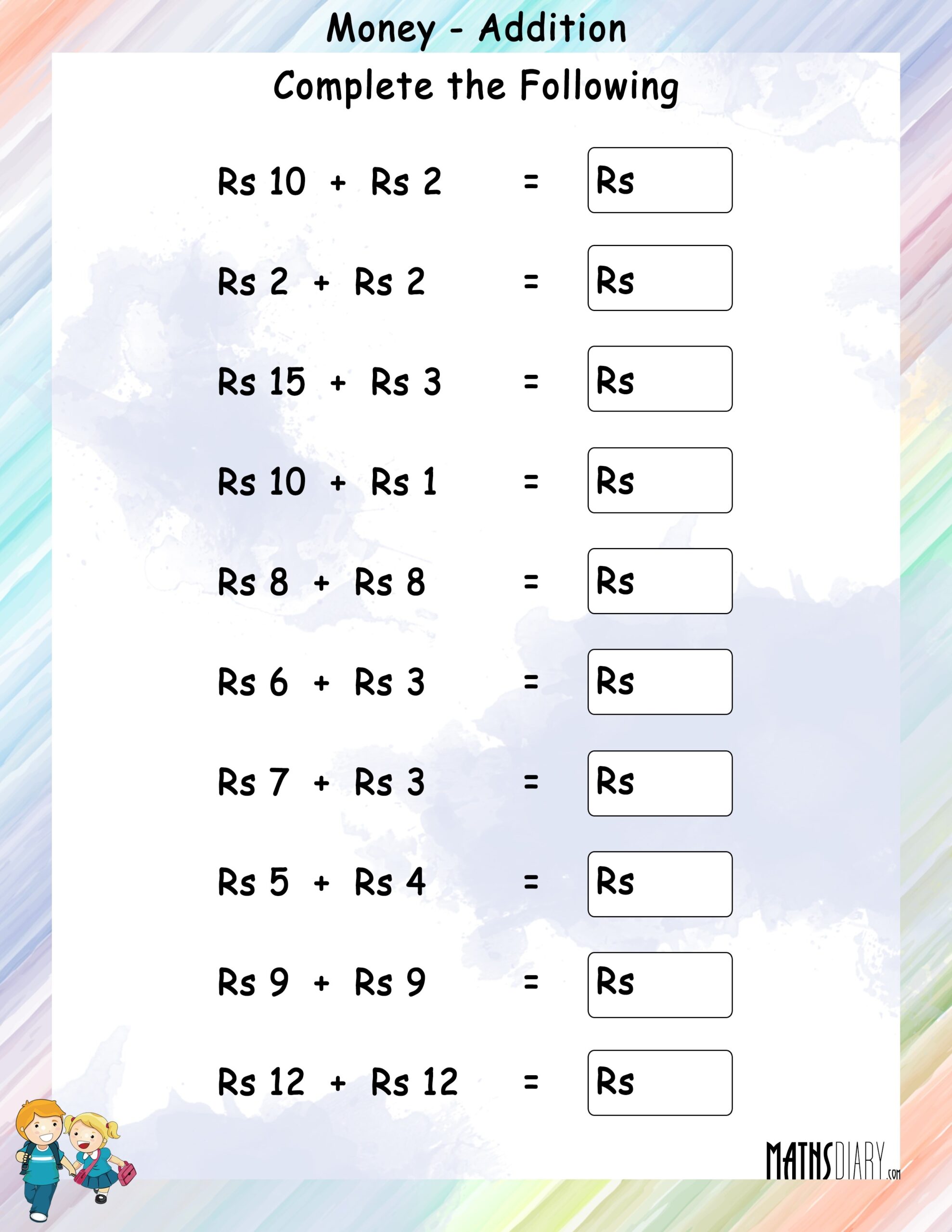 Addition Of Money Math Worksheets MathsDiary Worksheets Library
