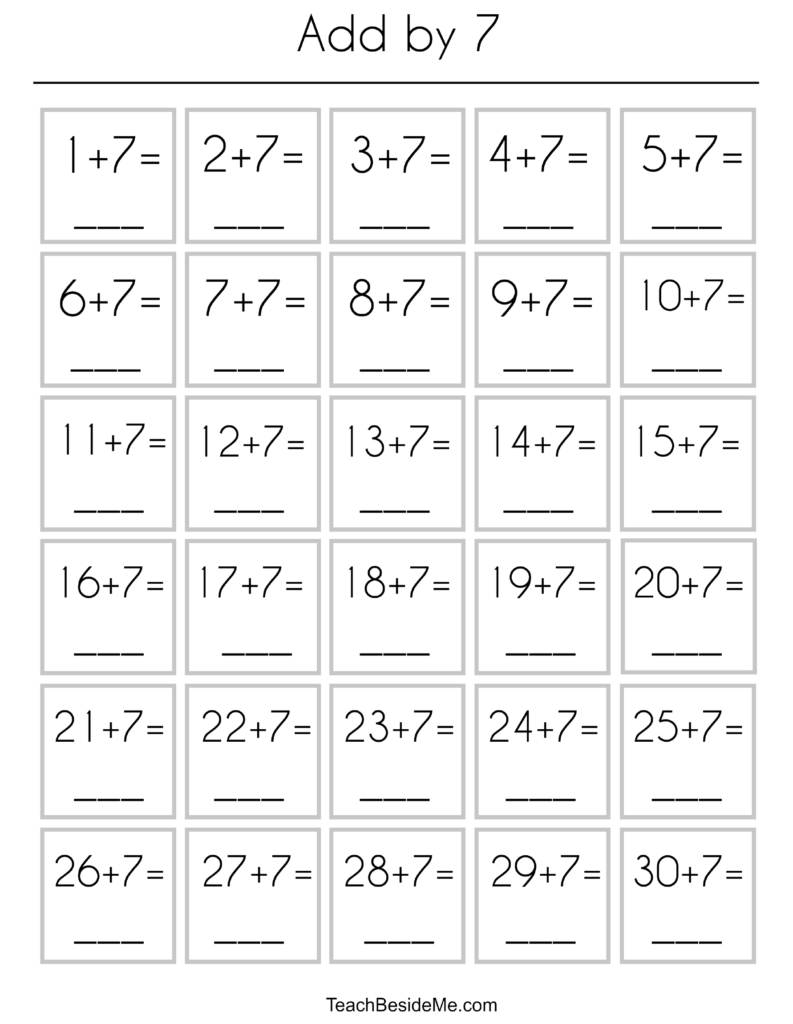 addition table worksheet