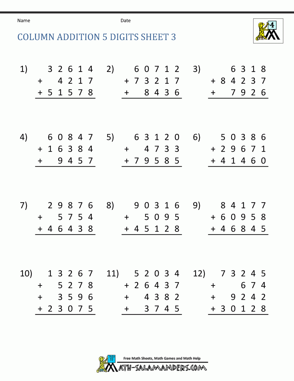 Addition Regrouping Worksheet 4th Grade