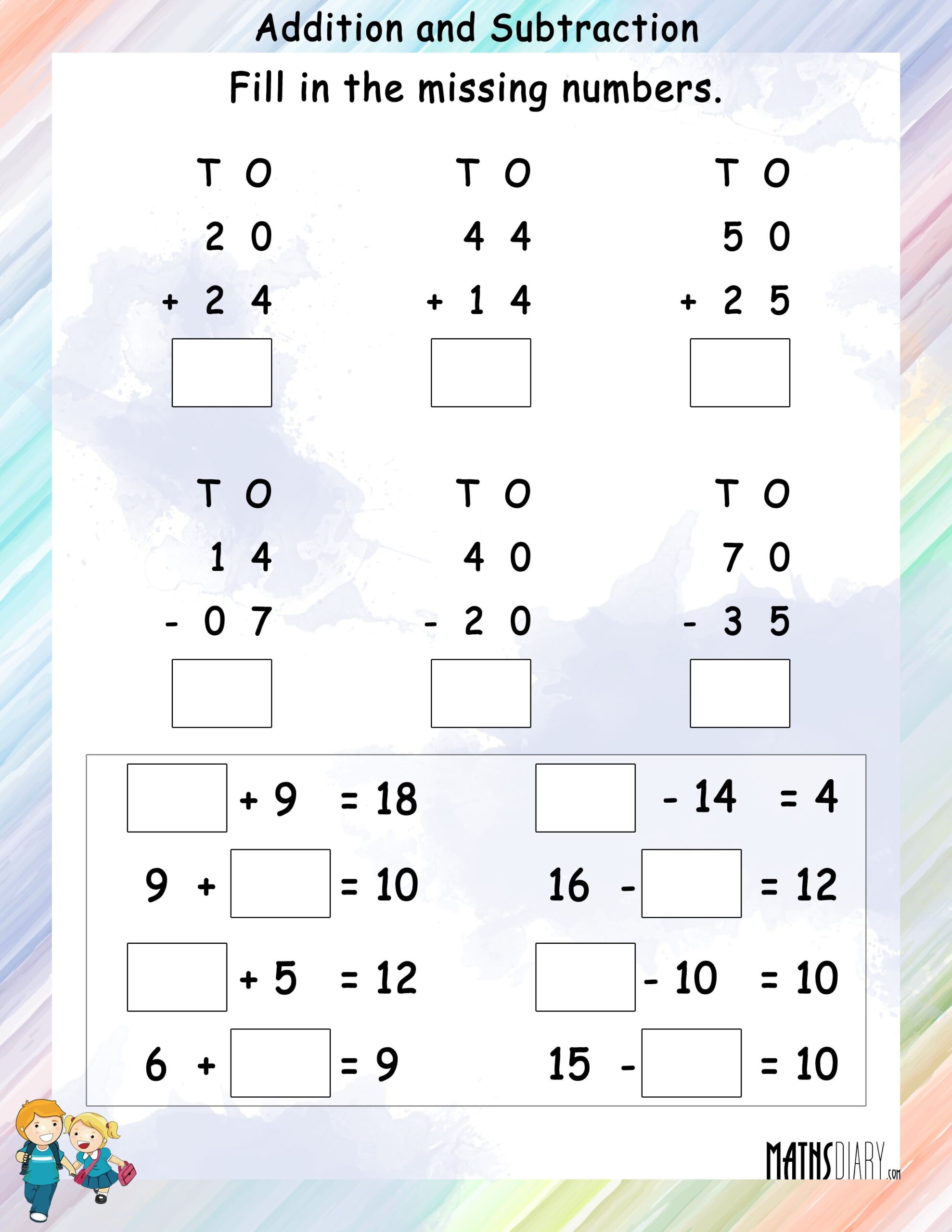 Addition Subtraction Math Worksheets MathsDiary Worksheets Library