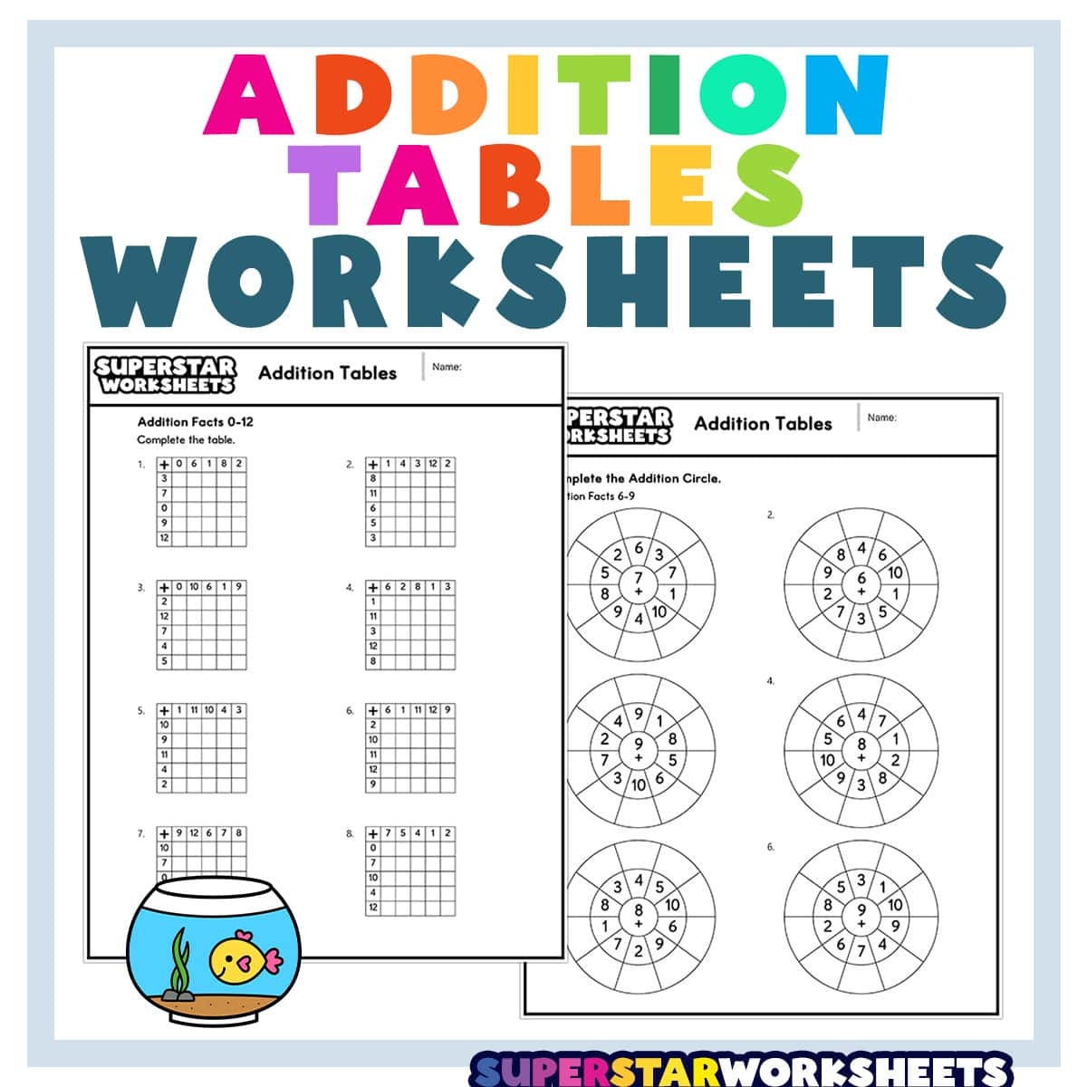 Addition Table Worksheets Superstar Worksheets