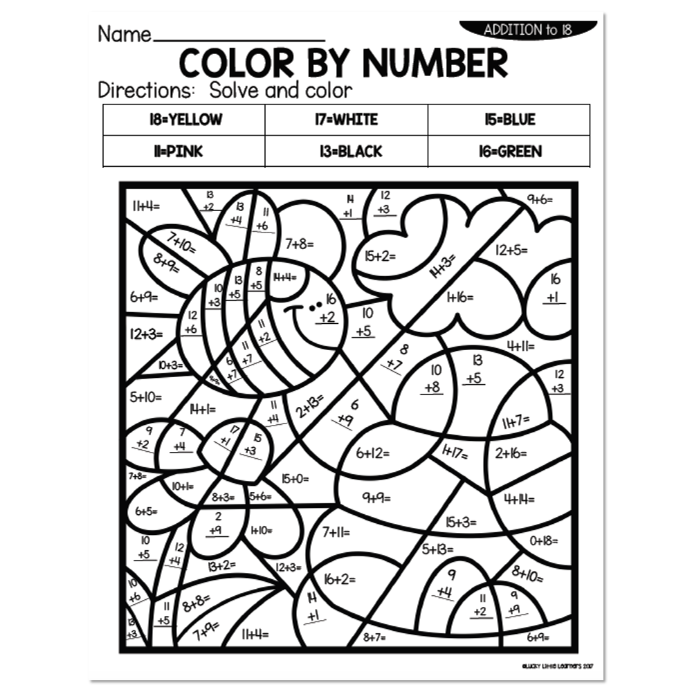 Addition To 18 Spring Color By Number Bee Hive Lucky Little Learners