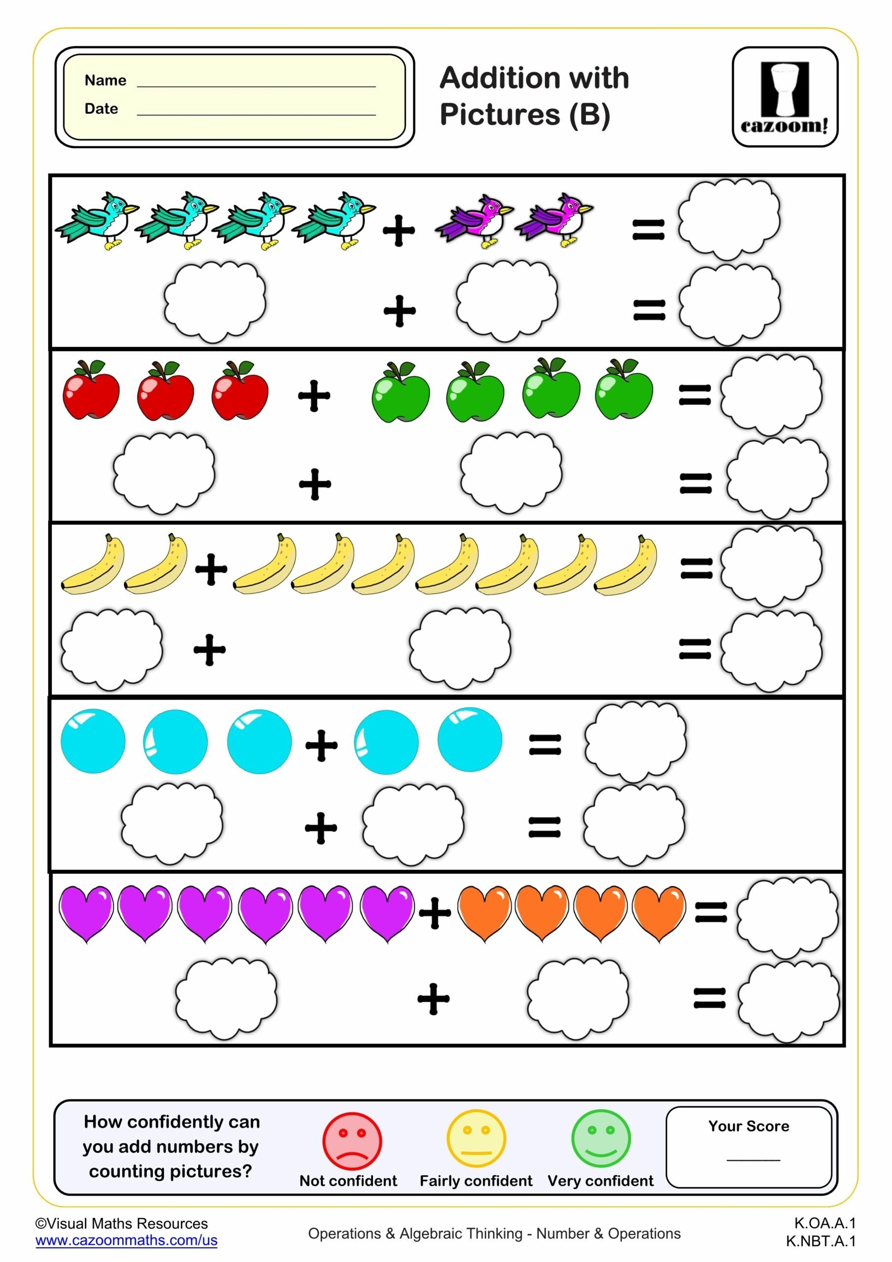 addition with pictures worksheets