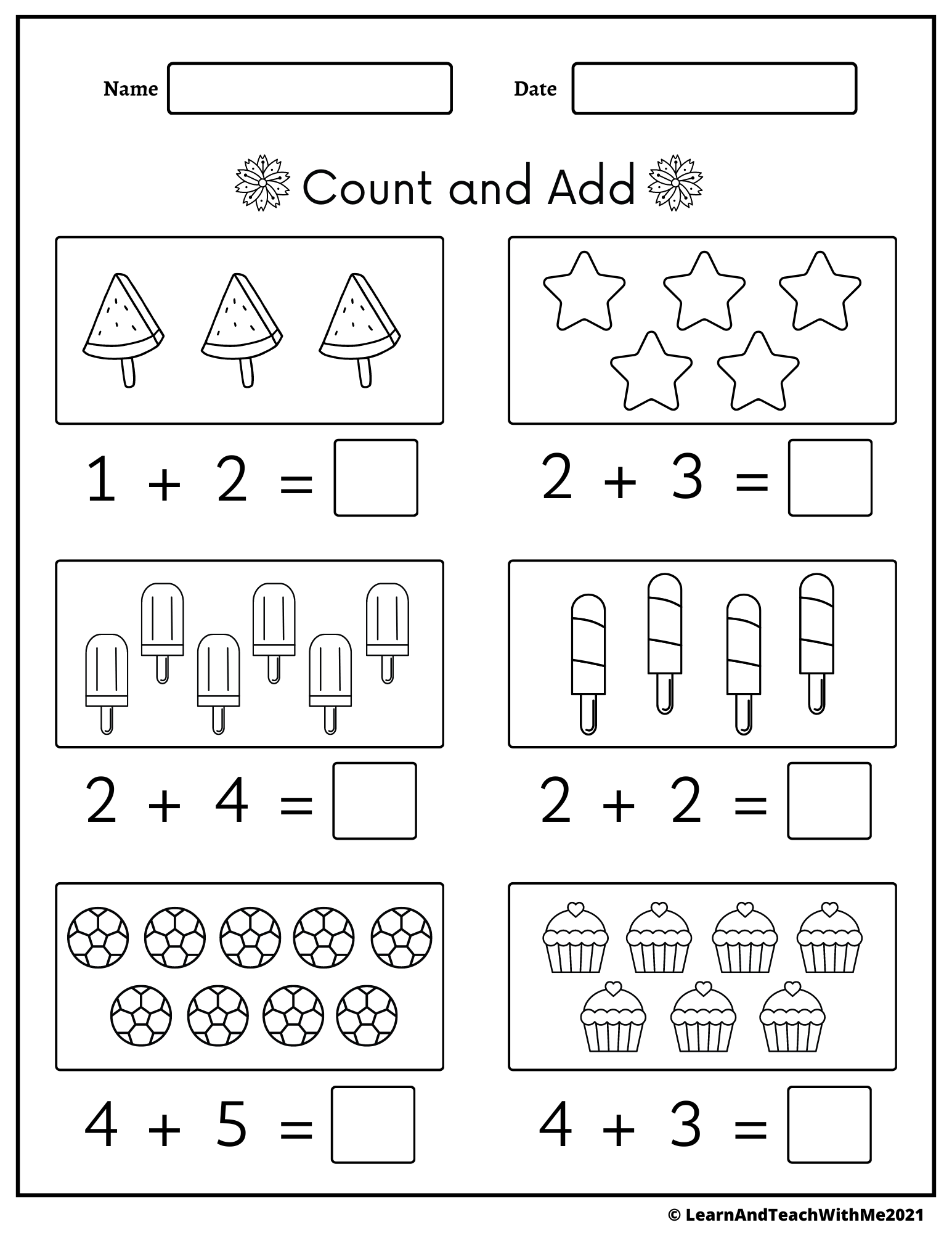 easy addition worksheets