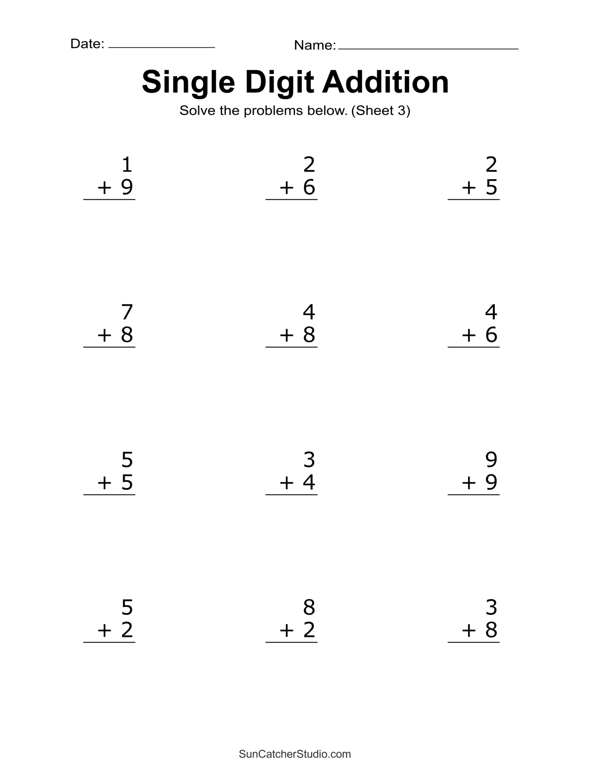 worksheet in addition