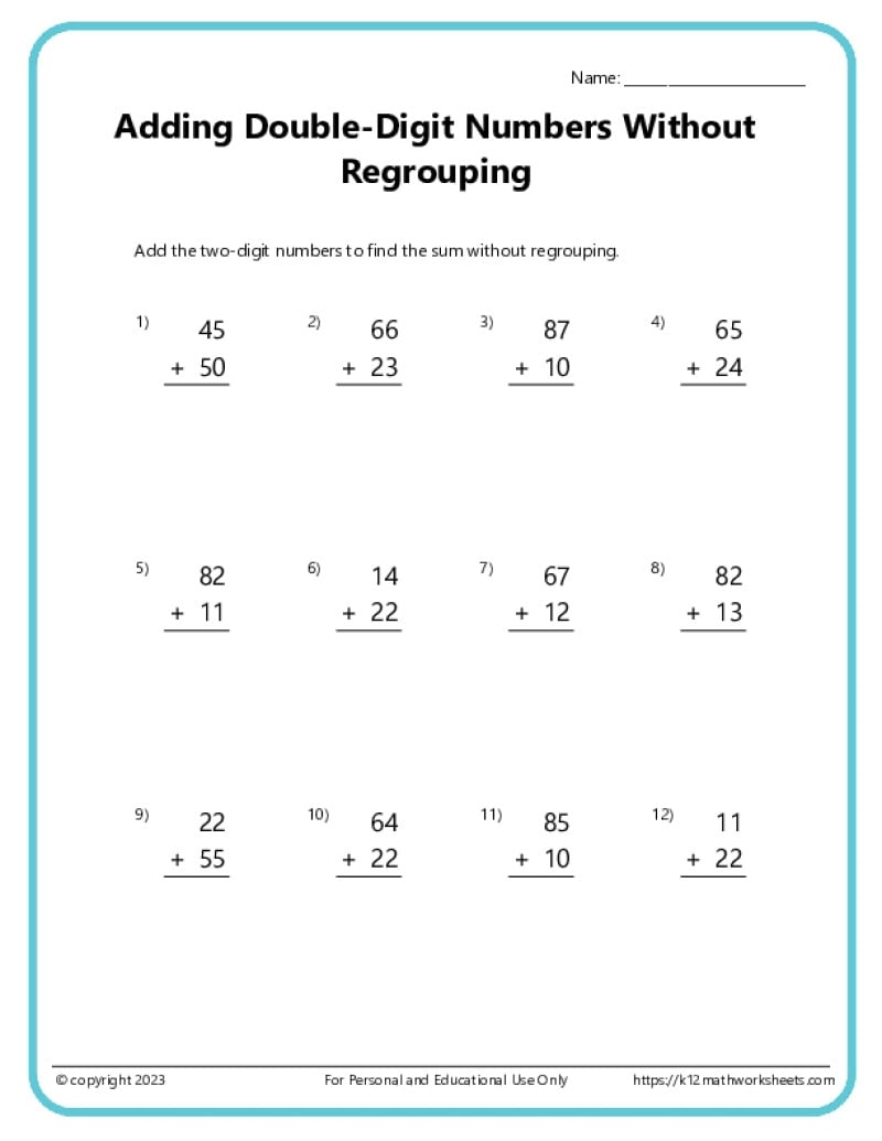 Addition Worksheets K12 Math Worksheets
