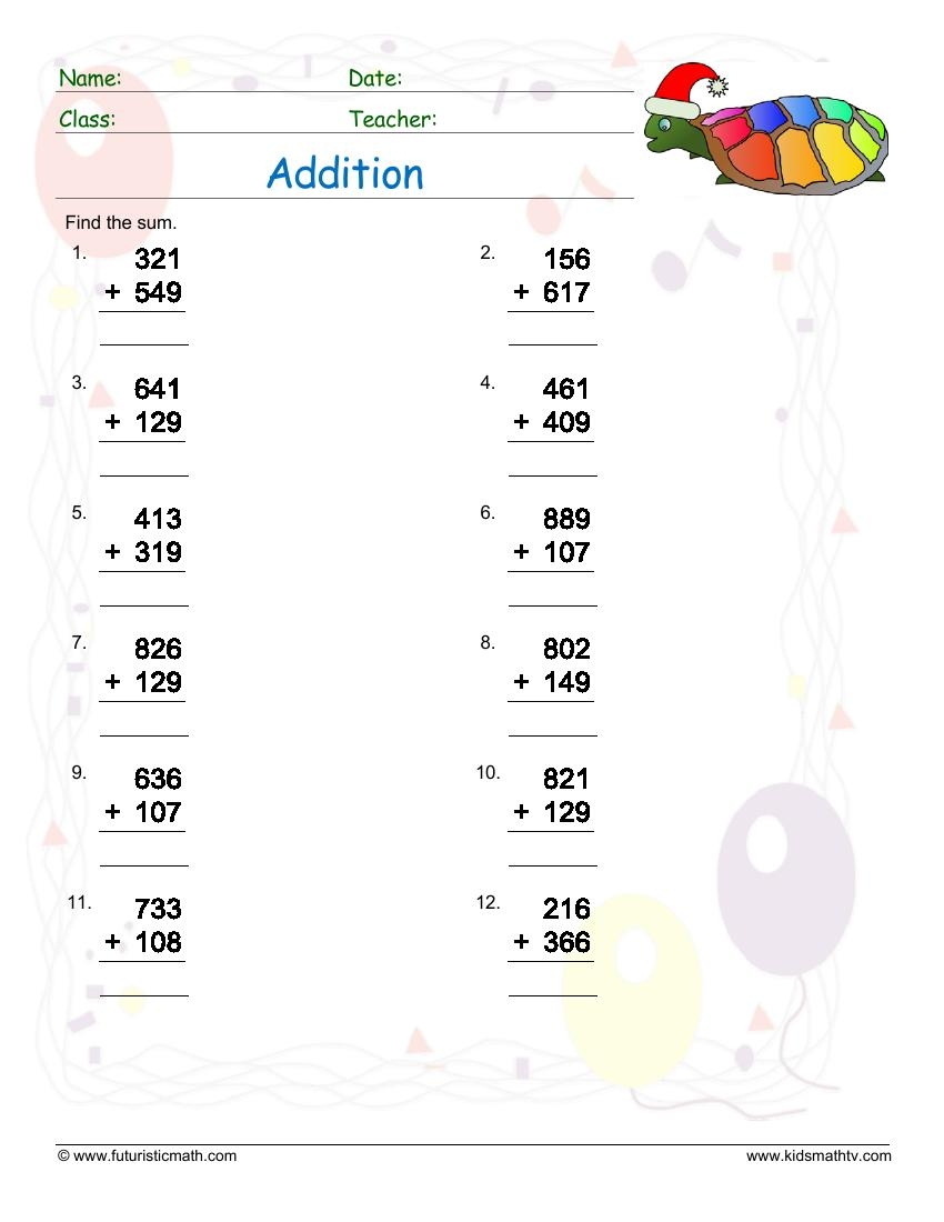 simple math addition worksheets