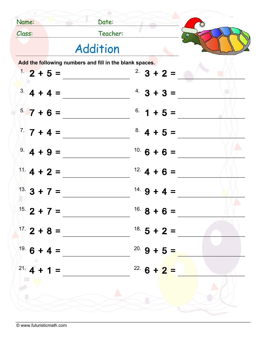 1 addition worksheets