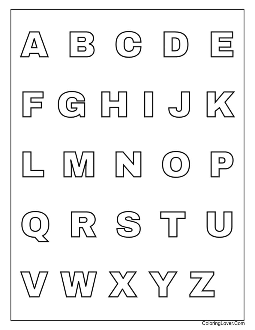 alphabet coloring pages printable free
