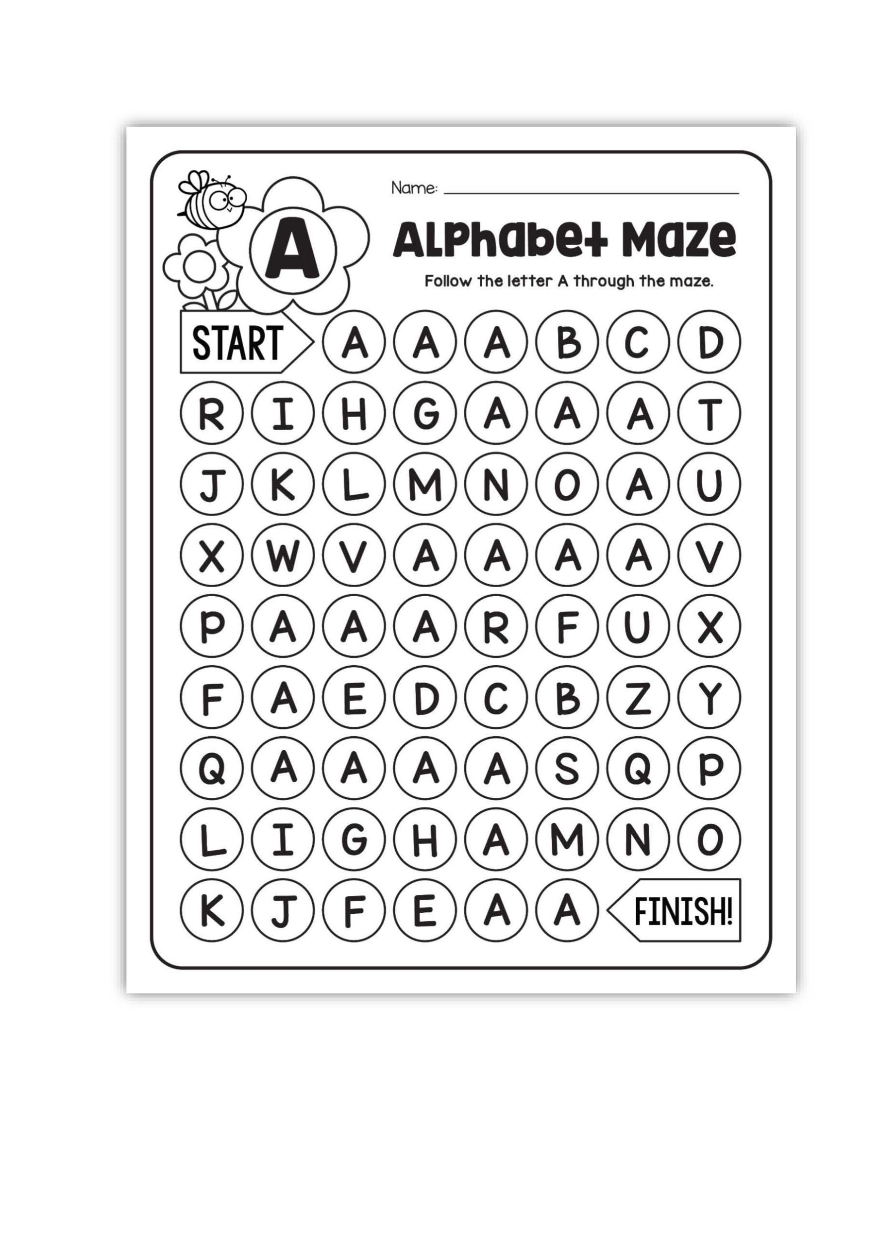Letter Mazes worksheets printable
