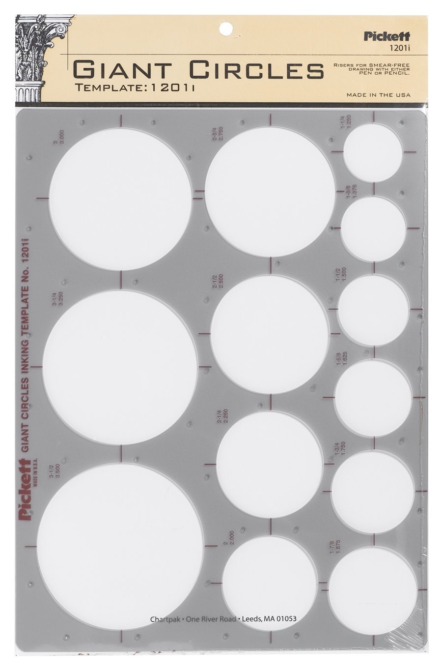 Amazon Pickett Giant Circles Template Circle Range 1 1 4 To 3 1 2 Inches In Diameter 1201I Technical Drawing Templates Office Products
