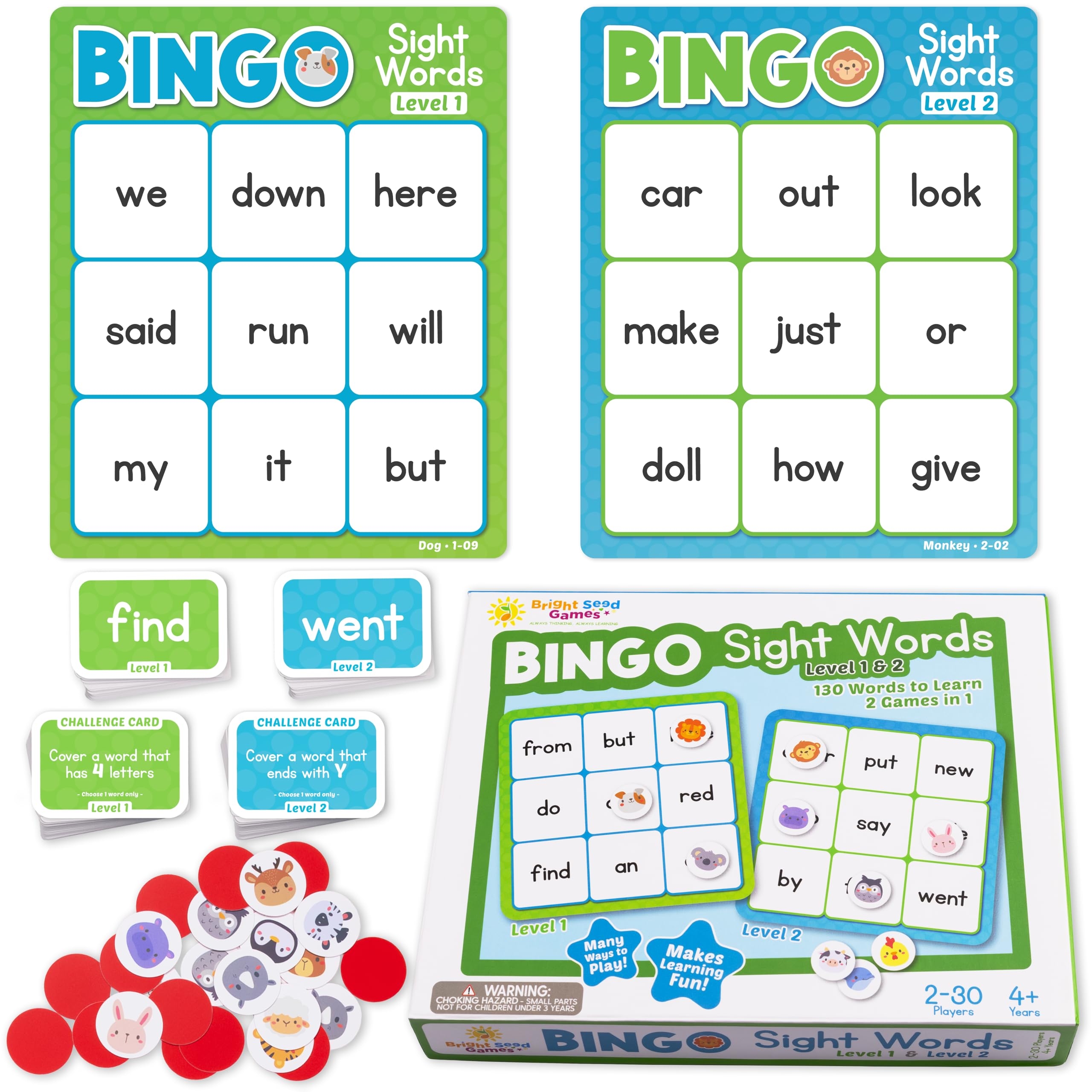 Amazon Sight Words Bingo Game For Kindergarten Learn To Read Sight Word Cards Word Games For Kids Ages 4 8 Bingo Sight Words Level 1 2 Toys Games