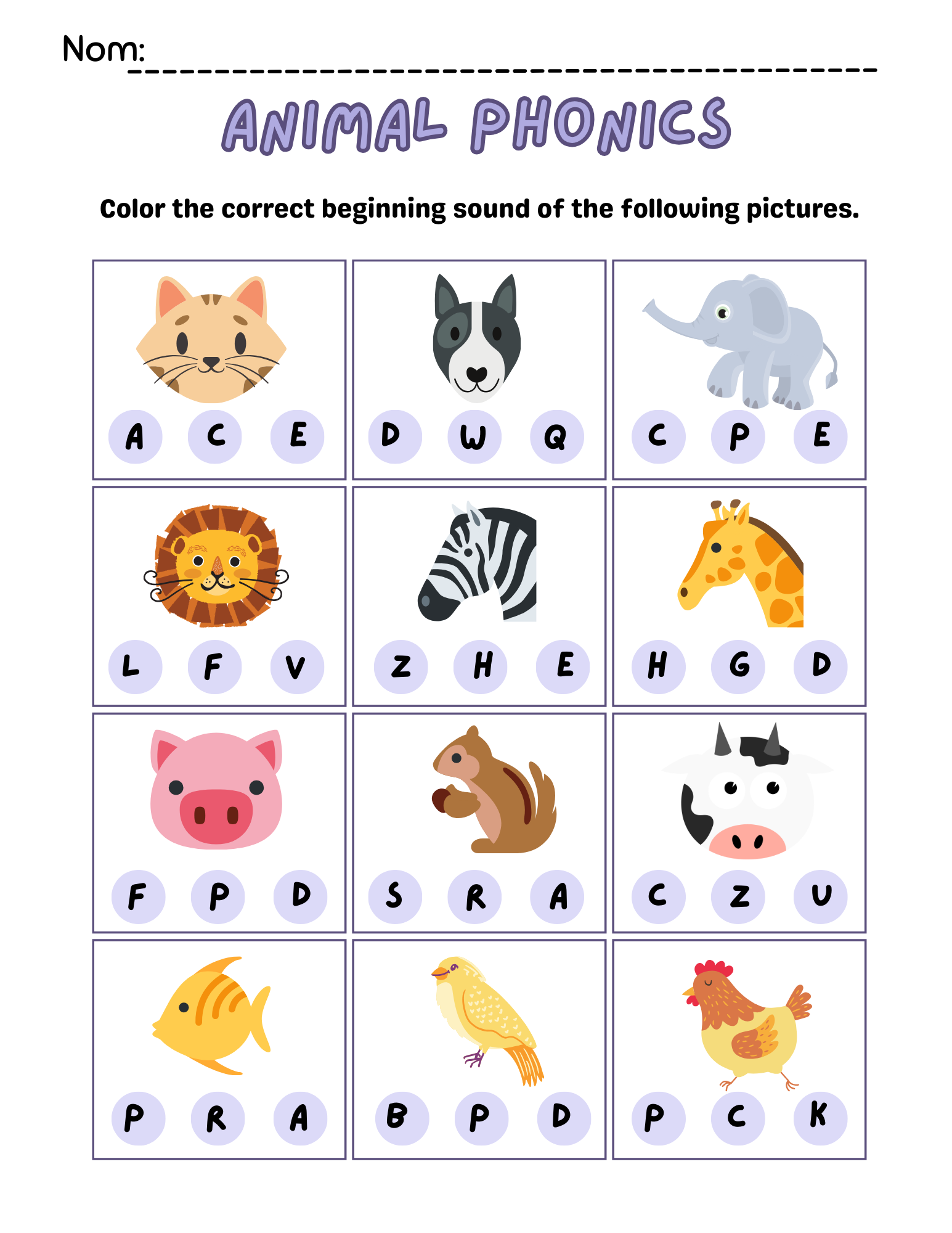 printable animal sounds worksheets for kindergarten