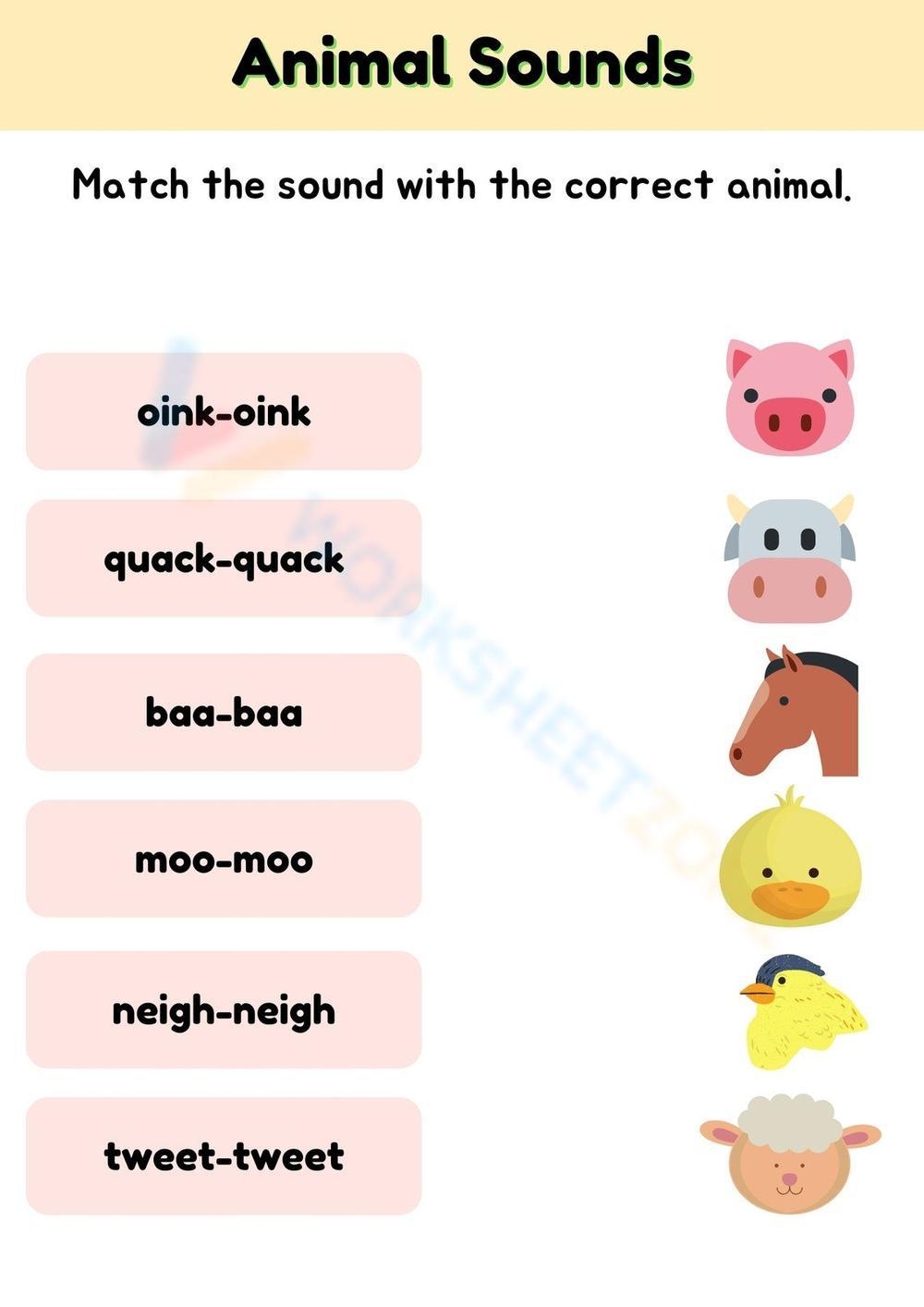 Animal Sounds Worksheet Worksheet