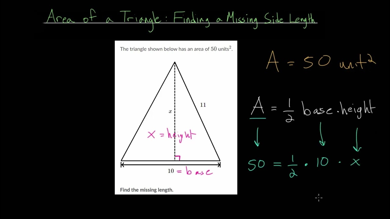 Area Of A Triangle Missing Side Length YouTube