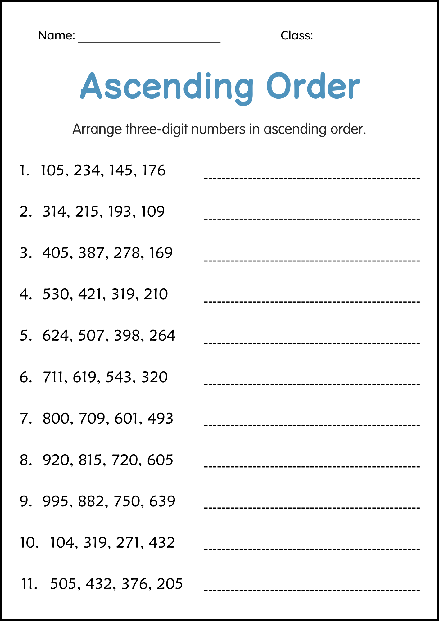 Ascending Order 1 To 1000 Number Math Worksheets For Grade 1 2 3 Made By Teachers