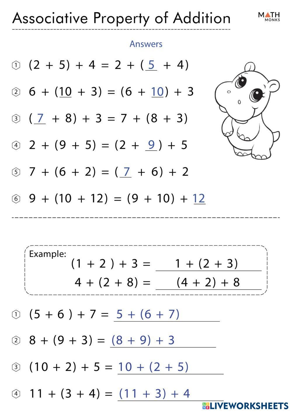 Associative Property Of Addition Live Worksheets Worksheets Library