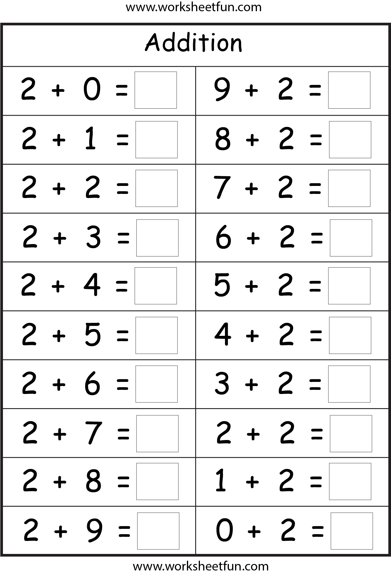 addition worksheets free