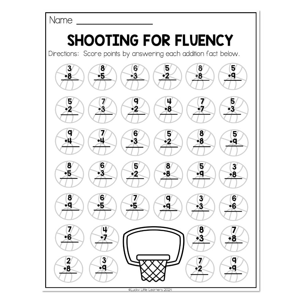 Basketball Transformation Math Addition And Subtraction Facts Shooting For Fluency Lucky Little Learners