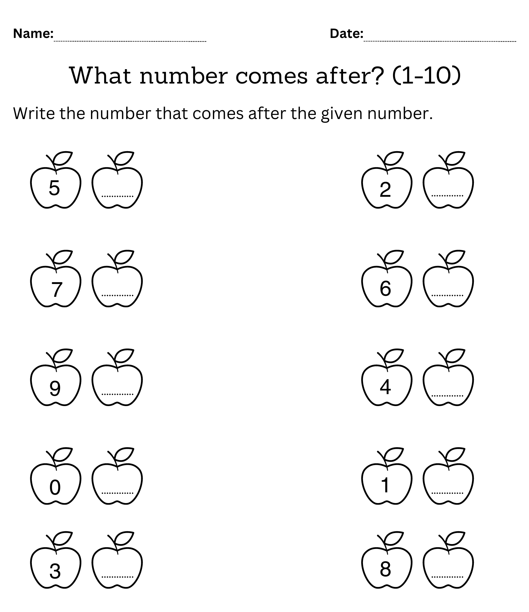 numbers 1 10 worksheets for preschool