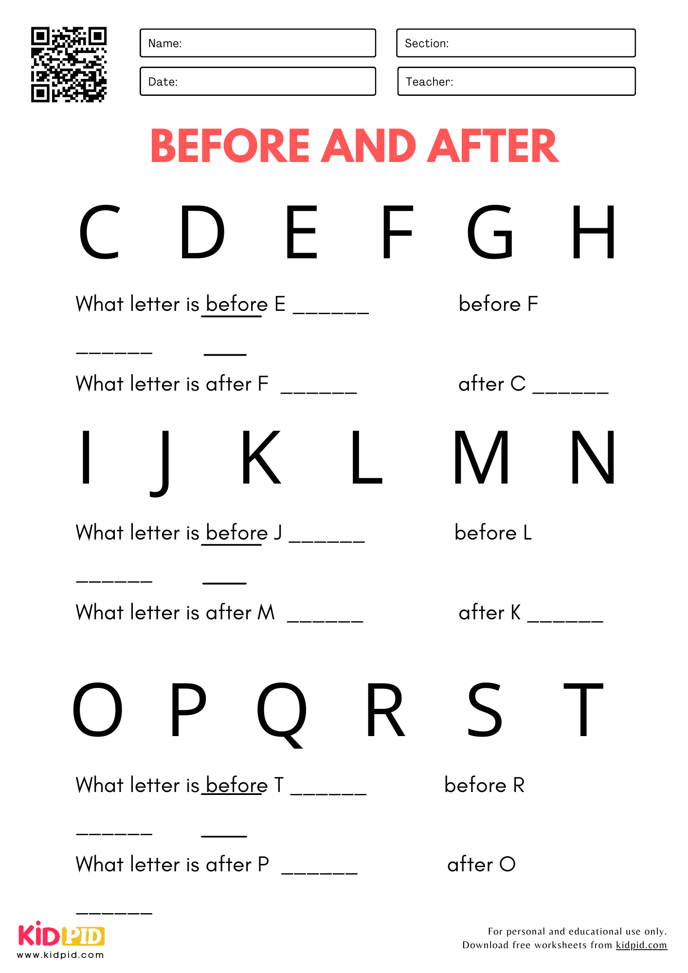 Before And After Position Worksheet For Kindergarten Kidpid