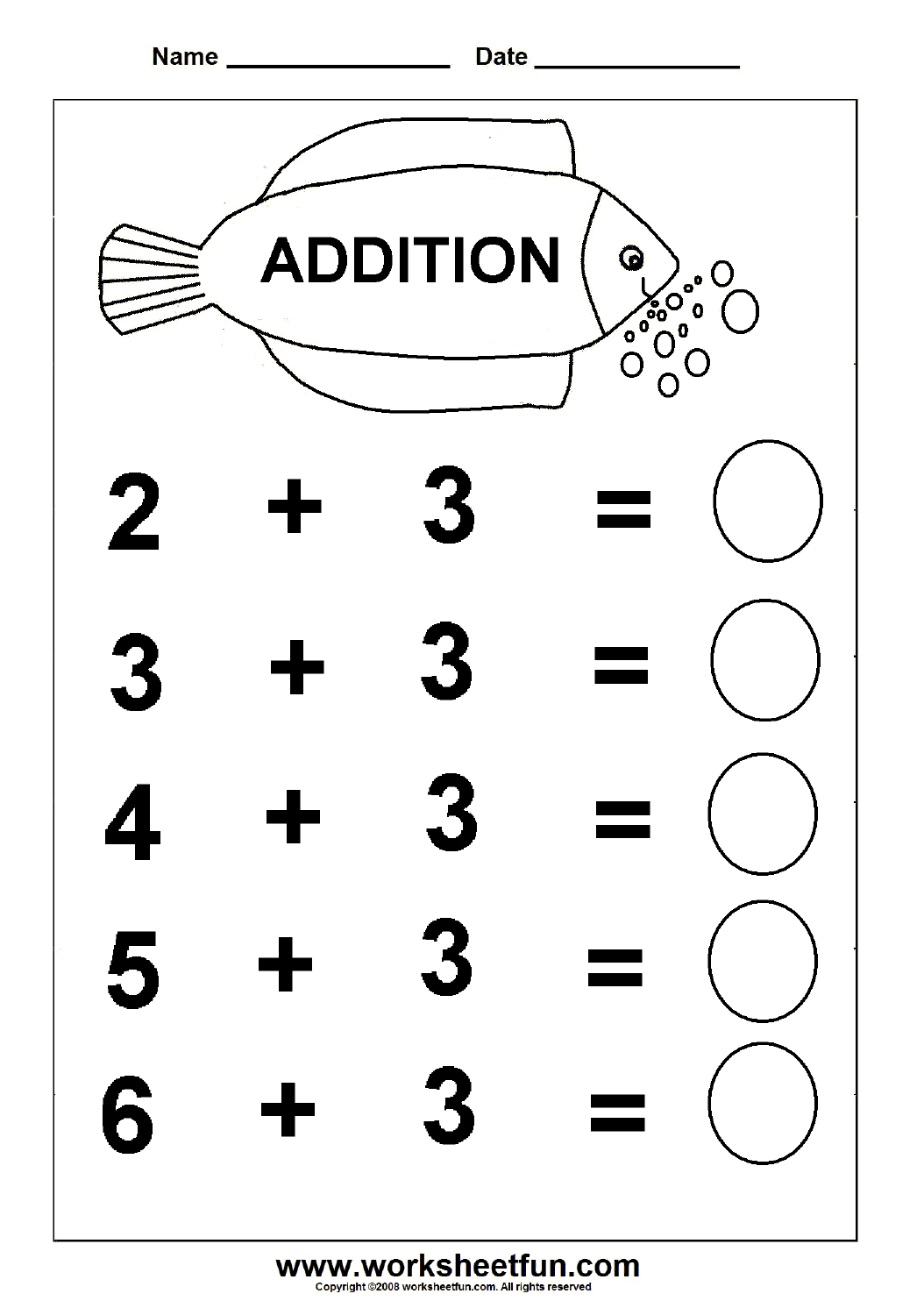 addition worksheet for kindergarten