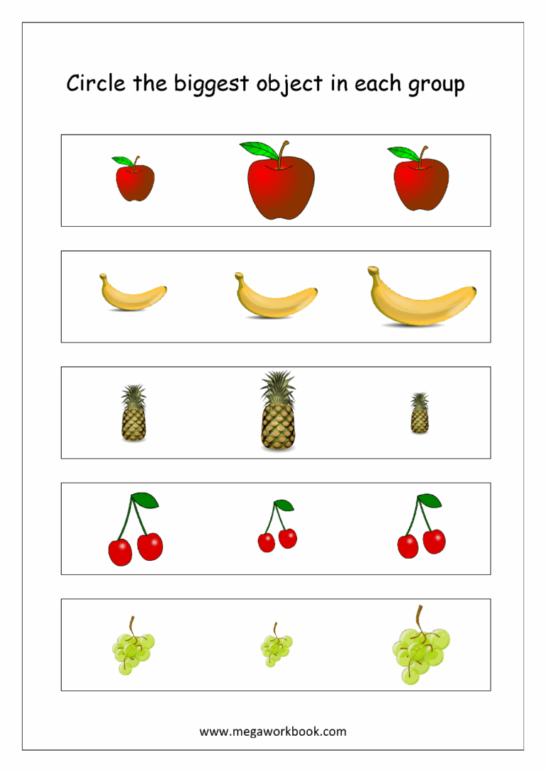 Big And Small Worksheets Size Comparison Worksheets For Preschool Kindergarten MegaWorkbook