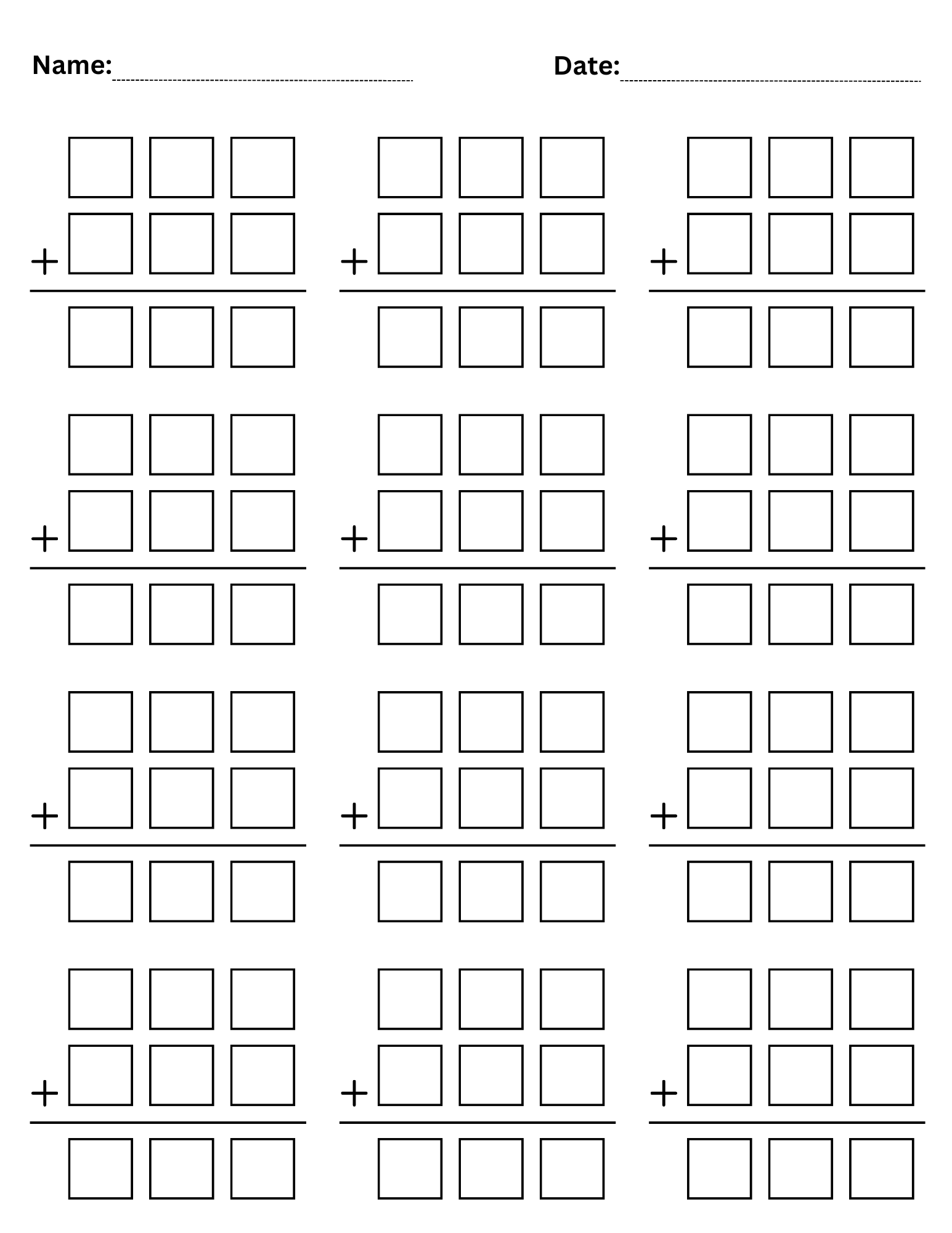 3 digit addition worksheets