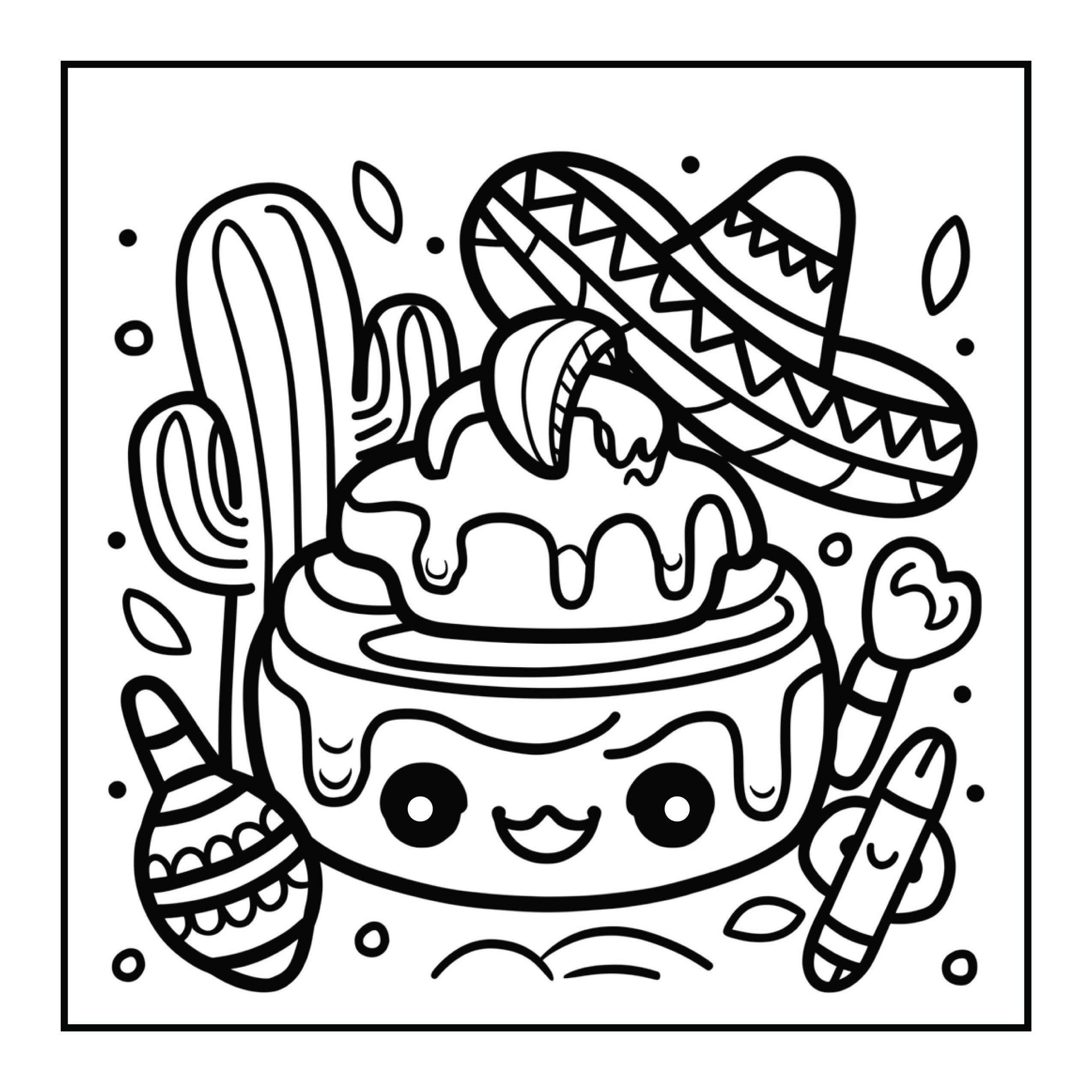 Bold Easy Mexican Treats Coloring Book 50 JPG And PNG Files Fun Printable Mexican Snacks Art Instant Digital Download Etsy