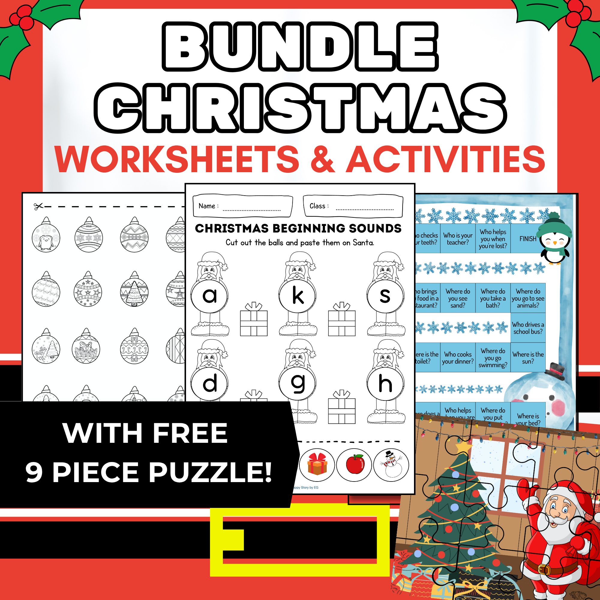 BUNDLE Christmas Activities And Christmas Worksheets For Preschool Kindergarten Made By Teachers