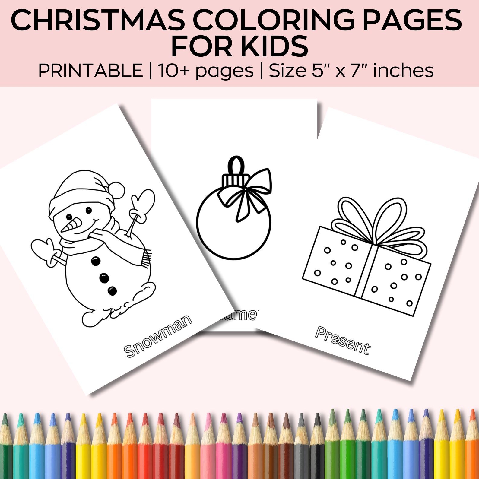 Christmas Coloring Pages For Kids Toddlers Preschoolers Coloring Book Coloring Page Preschool Kindergarten Homeschool Etsy