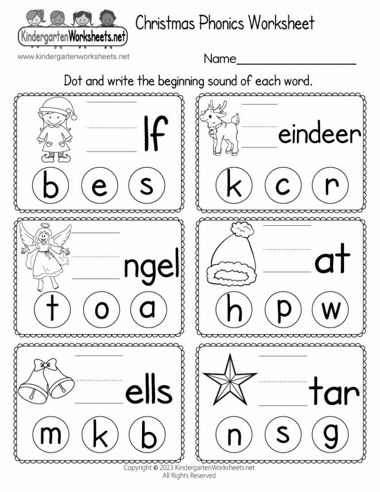 Christmas Phonics Worksheet Free Printable Digital PDF