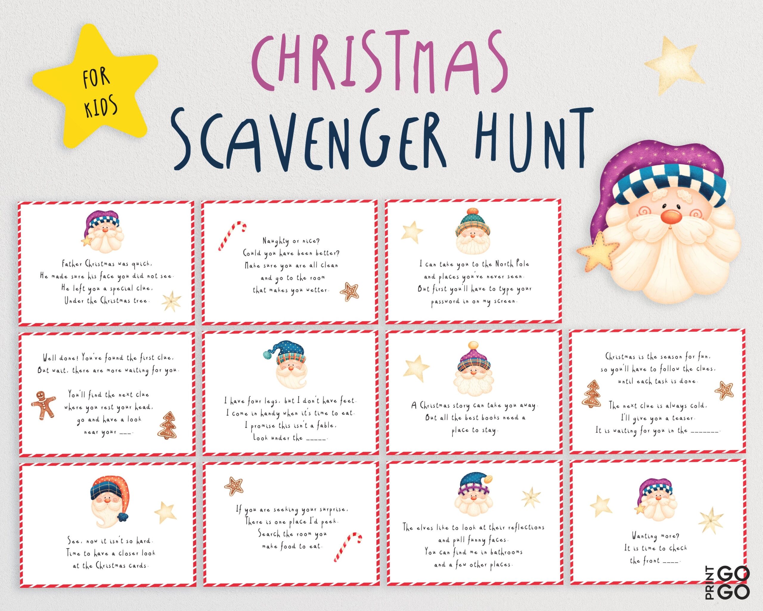 Christmas Scavenger Hunt Christmas Stocking Hunt Indoor Xmas Treasure Hunt Christmas Riddles Present Reveal Kids Holiday Activity Etsy