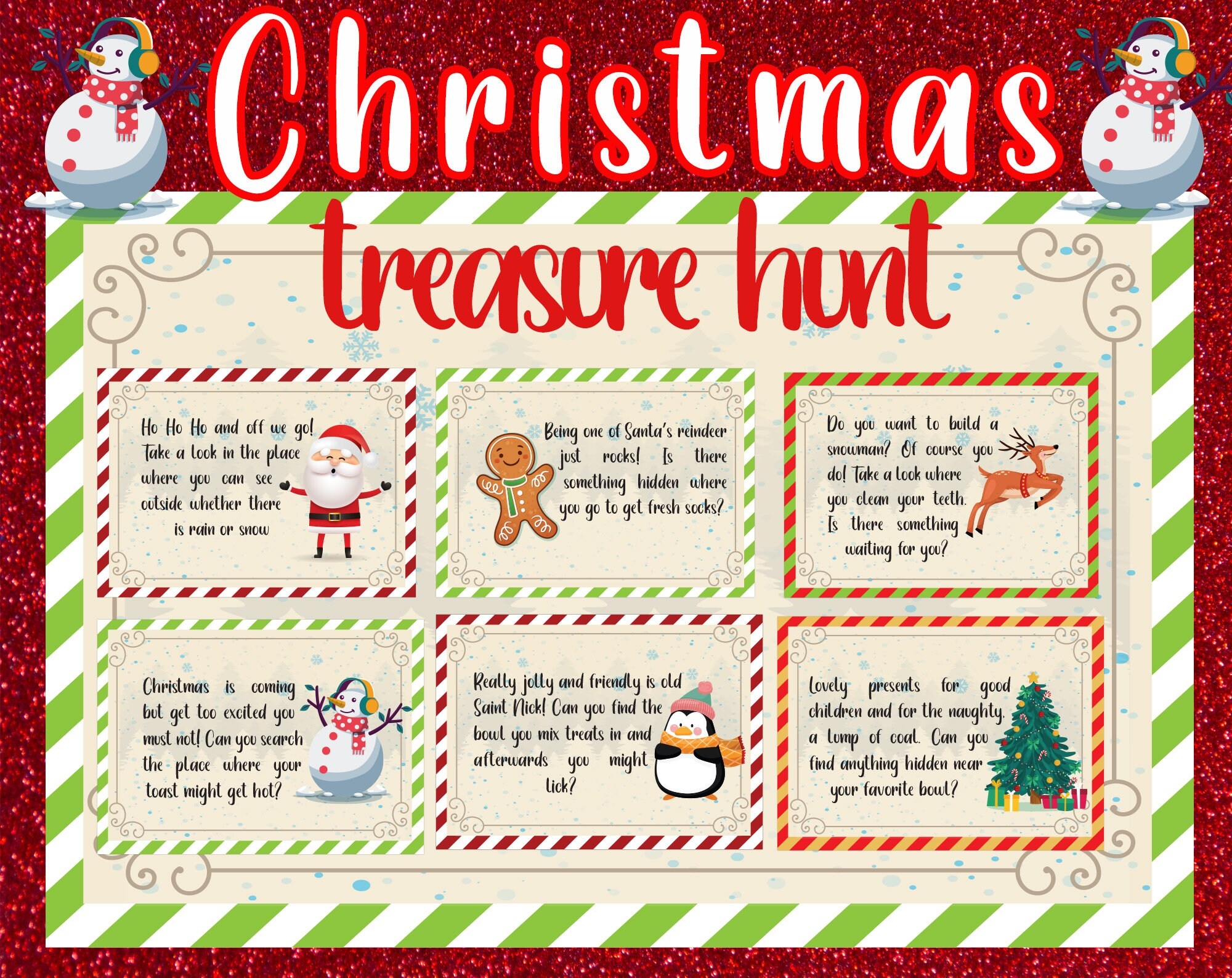 Christmas Treasure Hunt Christmas Scavenger Hunt Clues Printable Etsy