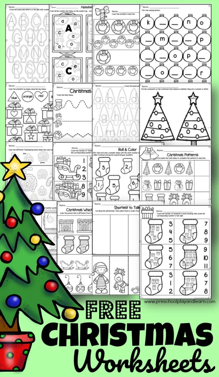 kindergarten christmas worksheets free printables