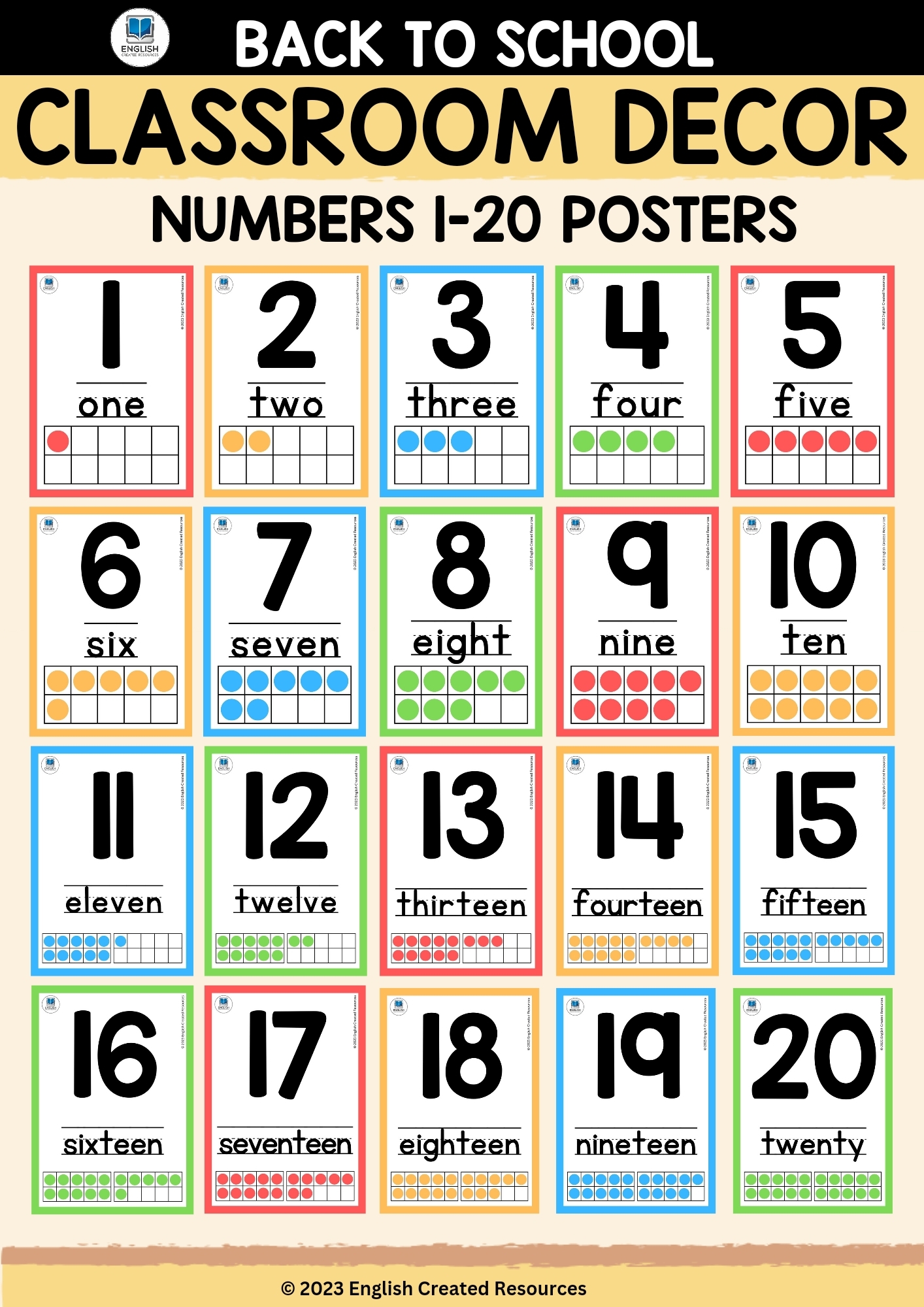 Classroom Decor Numbers 1 20 English Created Resources