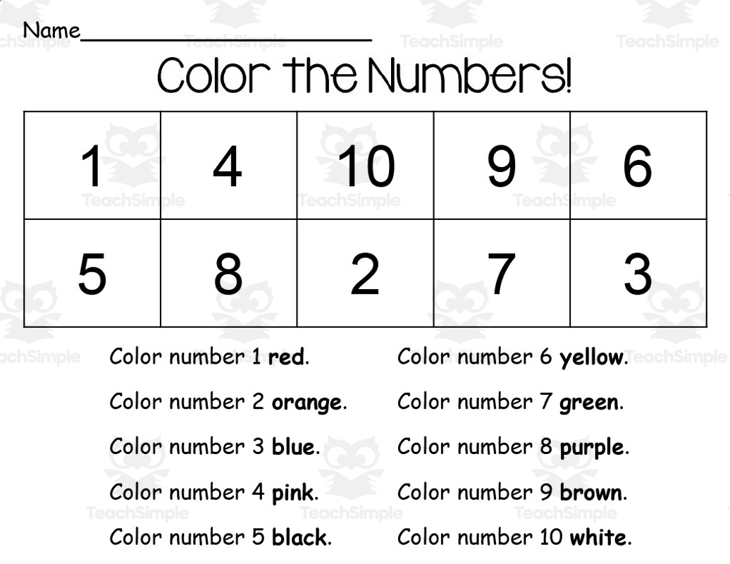 Color Your Numbers 1 10 Printable By Teach Simple