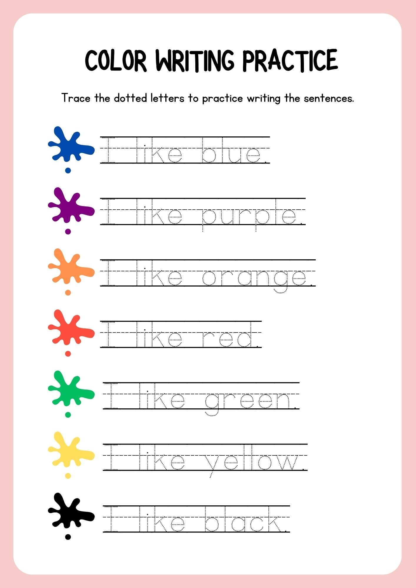 writing worksheets for grade 1