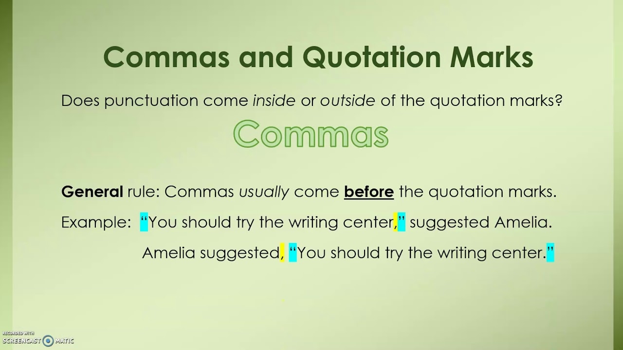 Commas Quotation Marks YouTube
