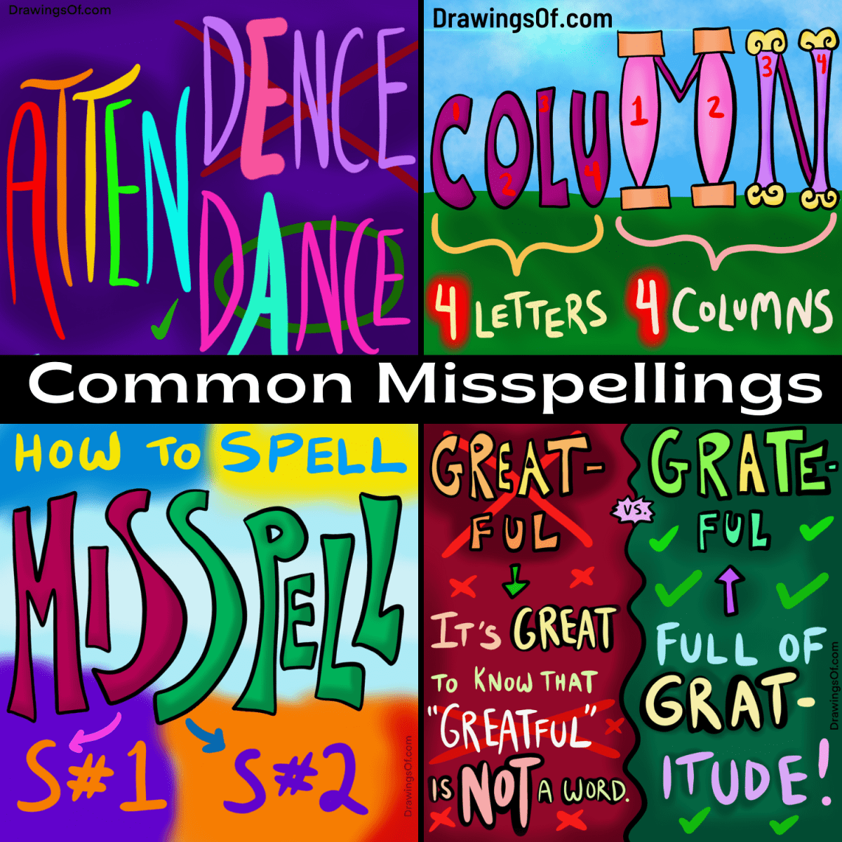 Commonly Misspelled Words And How To Correct Them Drawings Of 