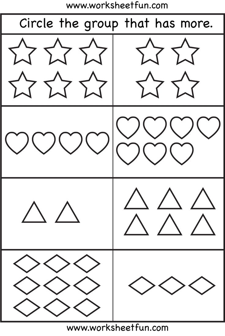 Comparison Worksheets More Or Less 4 Worksheets Kindergarten Math 28
