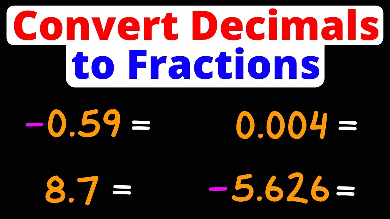 Convert Decimals To Fractions Positive Negative Examples Eat Pi YouTube