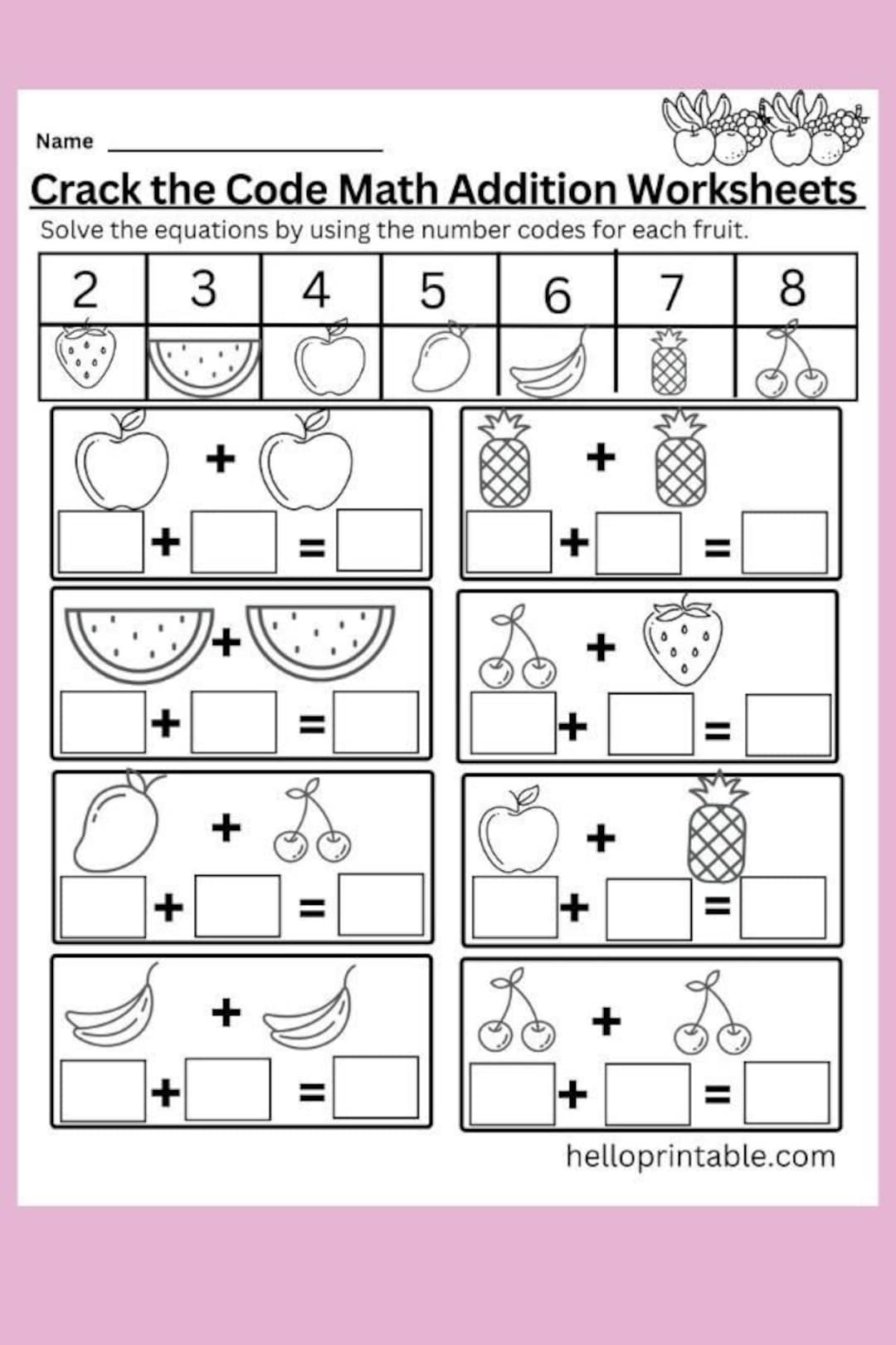 free math addition worksheets