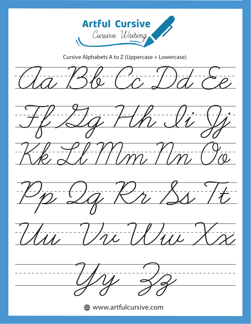 Cursive Alphabet Letters Learn A To Z Cursive Writing