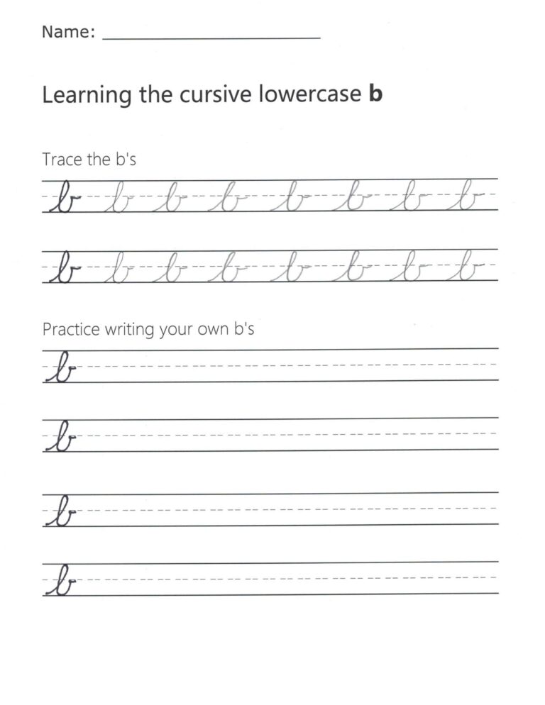 Cursive B How To Write A Lowercase B In Cursive