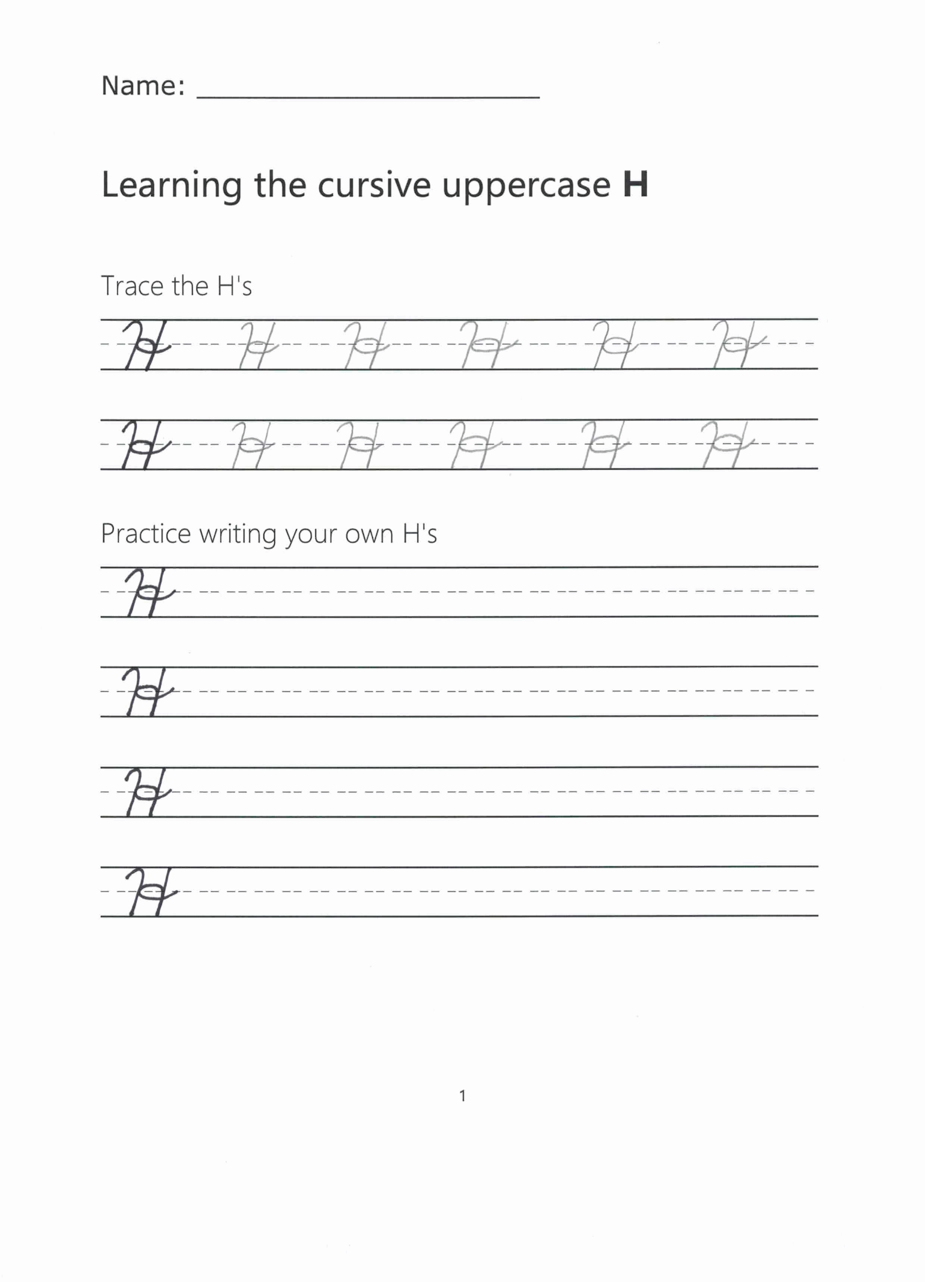 capital h in cursive
