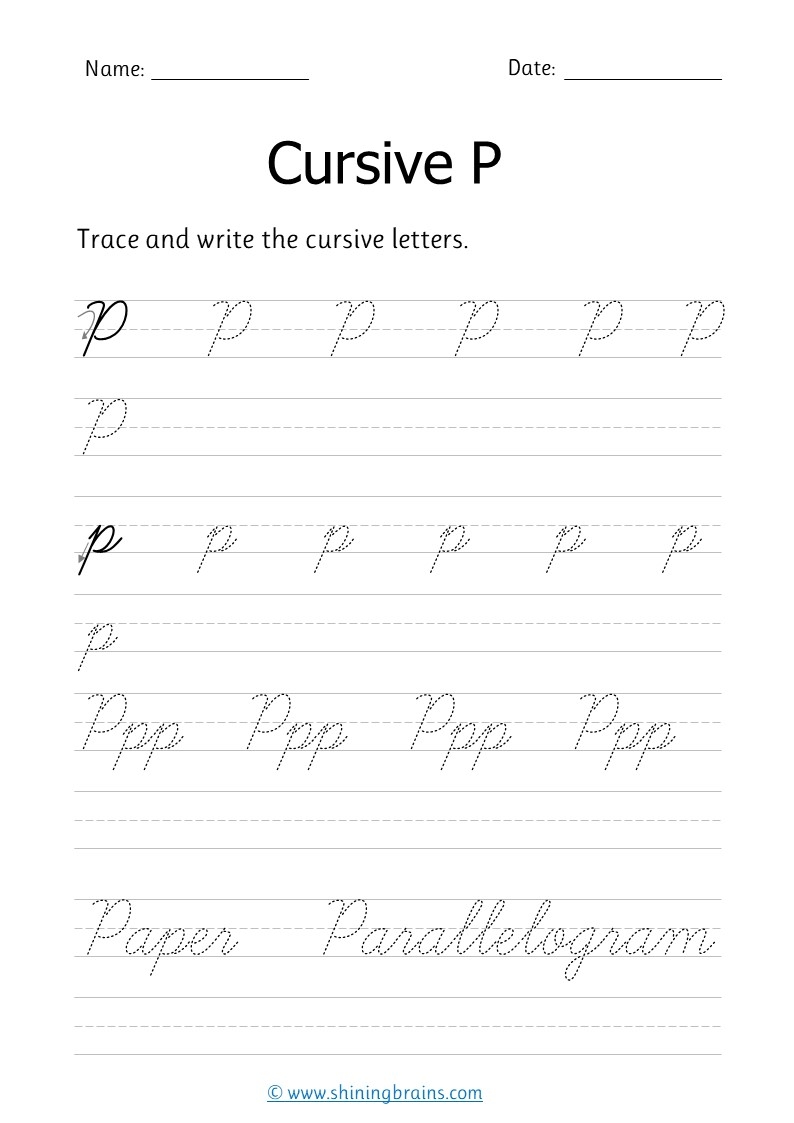 capital p in cursive