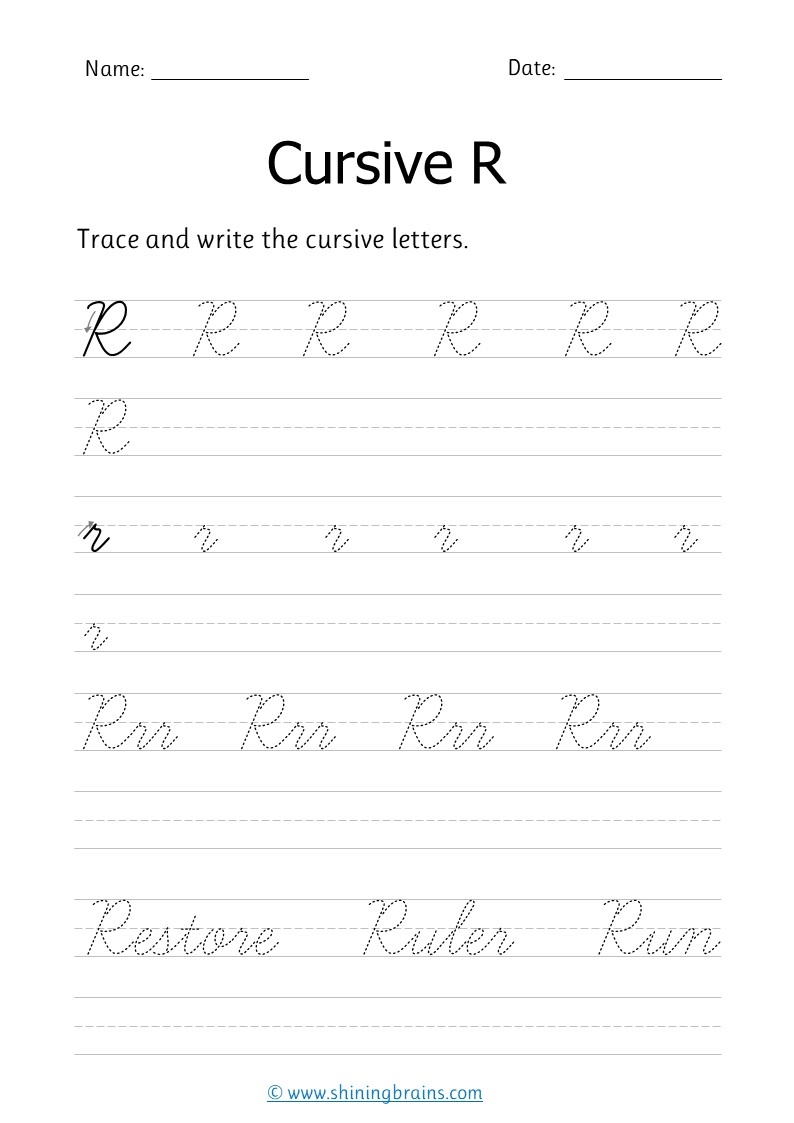 Cursive R Free Cursive Writing Worksheet For Small And Capital R Practice
